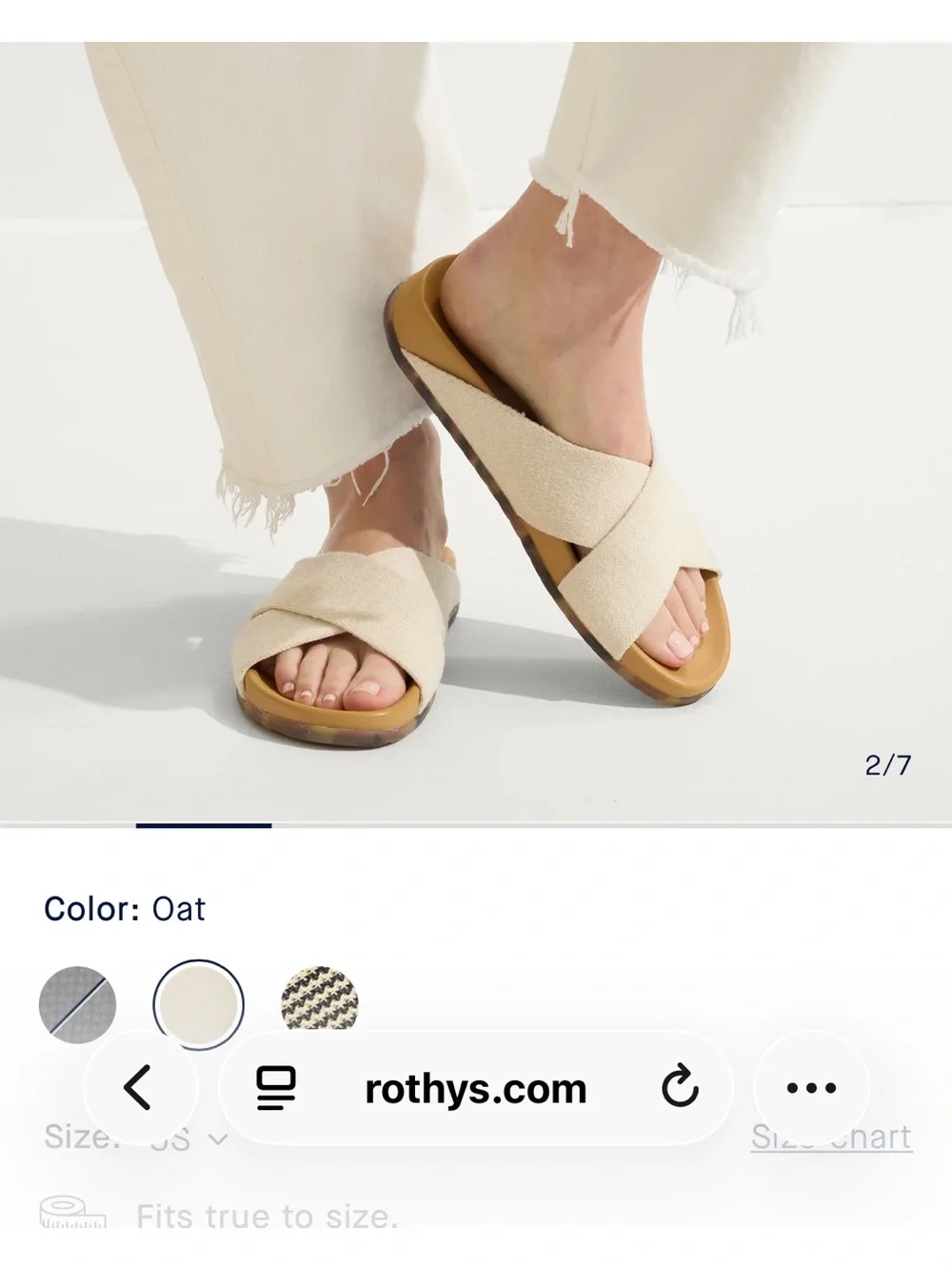 Rothy's The Weekend Slide — Cream Crossband Slide Sandals